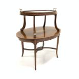 Edwardian mahogany oval two tier etergere,