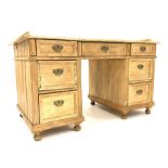 19th century pine twin pedestal desk,