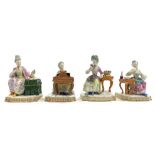 Set of four 19th Century Meissen figures from the Senses series, 'Sight, Smell,