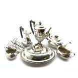 Plated four piece tea set, coffee pot,