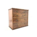 Late 19th century mahogany chest of two short and three long graduating drawers, plinth base,
