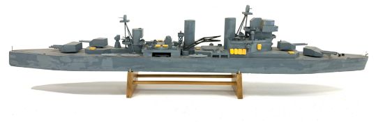 Large scratch built model of a naval ship,