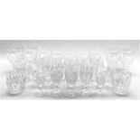 Part suite of Waterford Colleen pattern table glass comprising eight claret glasses in two sizes,