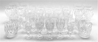 Part suite of Waterford Colleen pattern table glass comprising eight claret glasses in two sizes,