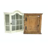 19th century pine wall cupboard, panelled door enclosing single shelf,