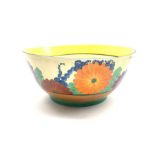 Clarice Cliff Bizarre 'Gayday' pattern circular bowl with Newport Pottery black factory mark D22cm