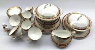 Royal Grafton 'Majestic' pattern dinner ware, including two lidded dishes, soup cups,