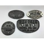 Four railway wagon/registration plates (4)