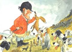 John William Wilkinson 'Wilk' (British 1906-1994): 'That's it me Boys' - Cartoon Huntsman and