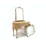 Early 20th century Queen Anne style bleached walnut oval dressing table,