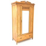 Early 20th century satin walnut wardrobe,