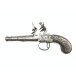 18th Century English flintlock pistol by 'Willoughby' of London, proof marks to underside,