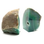 Pair of green agate bookends