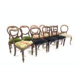 Harlequin set eleven 19th century dining chairs,