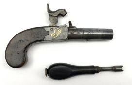 Early 19th Century English percussion pistol, marked 'J Wilkins',