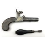 Early 19th Century English percussion pistol, marked 'J Wilkins',