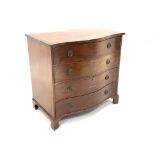 George III mahogany serpentine front chest of four long drawers,
