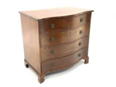 George III mahogany serpentine front chest of four long drawers,
