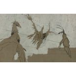 * Charles Bush (Australian 1919-1989): Carrion: Sketch for an oil painting, signed,