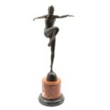 After J Philipp , Art Deco style bronze of a dancer with arms outstretched,