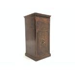 Georgian mahogany pedestal cabinet, fluted frieze above panel door enclosing lead lined interior,