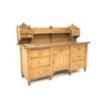 Edwardian pine sideboard dresser, raised back with open shelf and four drawers,