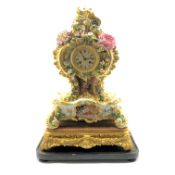 19th century Rococo style porcelain mantel clock,