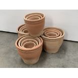 Terracotta planters, approx 15,