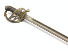George V WW1 period officer's sword, the 83cm single fullered steel blade with George V cypher,