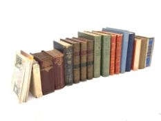 Various leather bound and other books, to include, 'Bunyan's works VOL I - III,' etc,