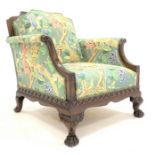 Early 20th century mahogany Georgian style armchair, shaped back, out swept arms,