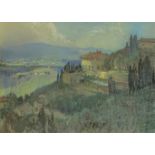 * Leonard Richmond (British 1889-1965): 'The Villa Medici, Florence' pastel,