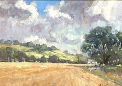 Christine M Pybus (British Contemporary): 'Harvest Time at Fylingthorpe', oil on board signed,