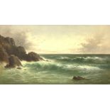 George Goodman (British 19th/early 20th century): Rough Seas on the Shoreline,