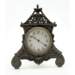 Late 19th century brass easel clock,