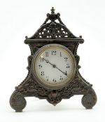 Late 19th century brass easel clock,