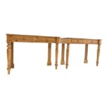 Pair Victorian design pine break front side tables,