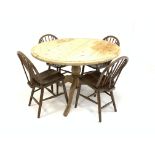 20th century pine circular dining table,