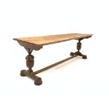 20th century oak refectory style dining table,