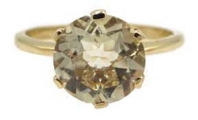 9ct gold single stone set ring,