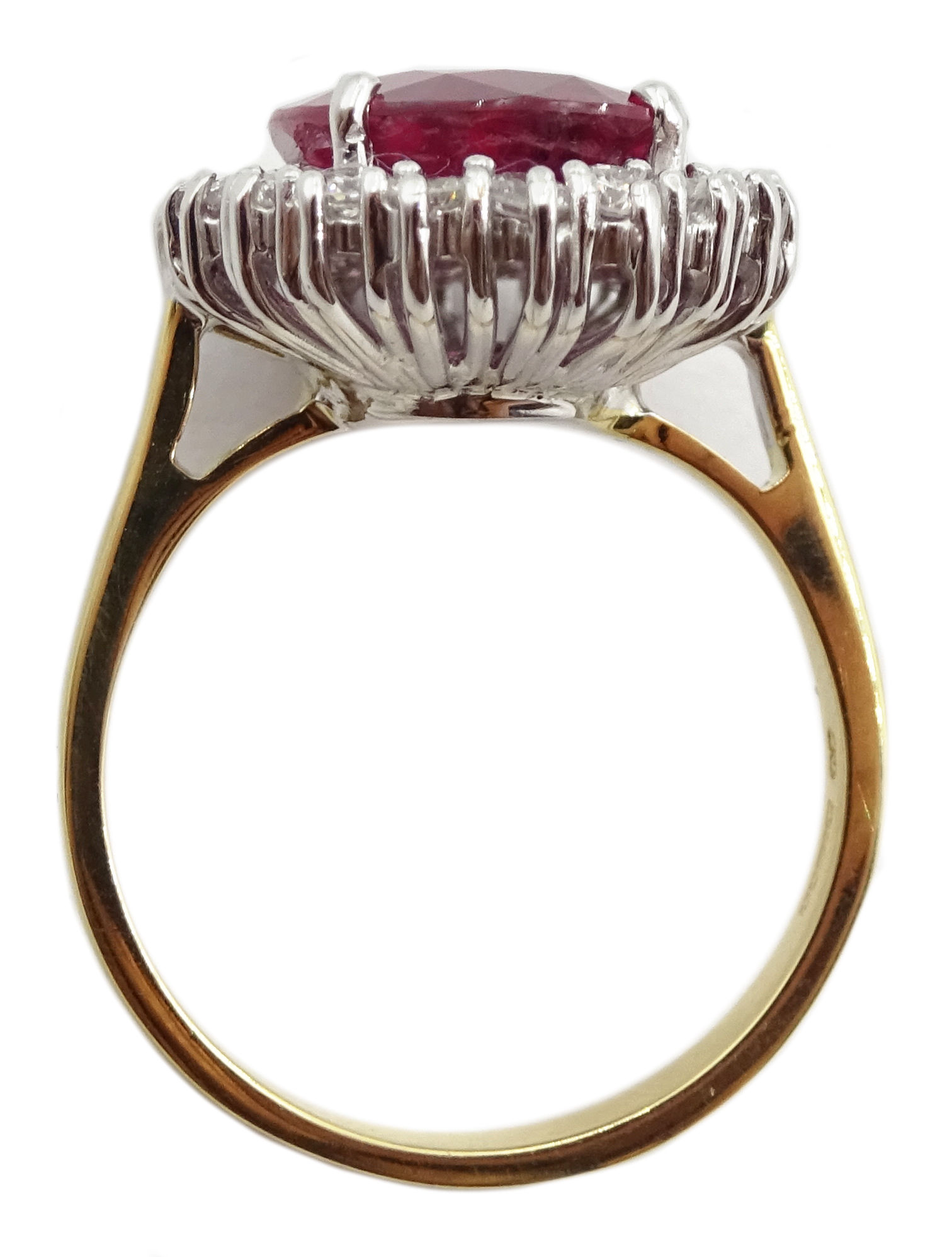 18ct gold ruby and diamond cluster ring hallmarked, ruby approx 4. - Image 4 of 4