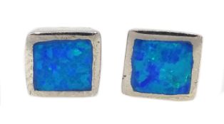 Pair of silver opal stud earrings,