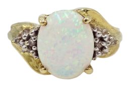 9ct gold opal and diamond ring,