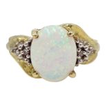 9ct gold opal and diamond ring,