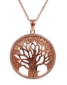 Rose gold on silver tree of life pendant necklace,