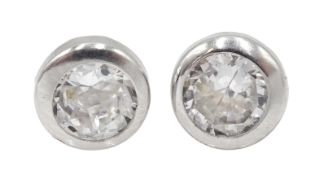 Pair of 9ct white gold cubic zirconia stud earrings,