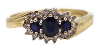 9ct gold sapphire and diamond ring,