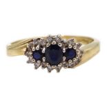 9ct gold sapphire and diamond ring,