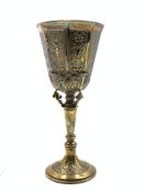 Mediaeval design silver gilt goblet,