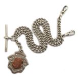 Early 20th century Albert chain with T bar and clips by Herbert Bushell & Son Ltd,